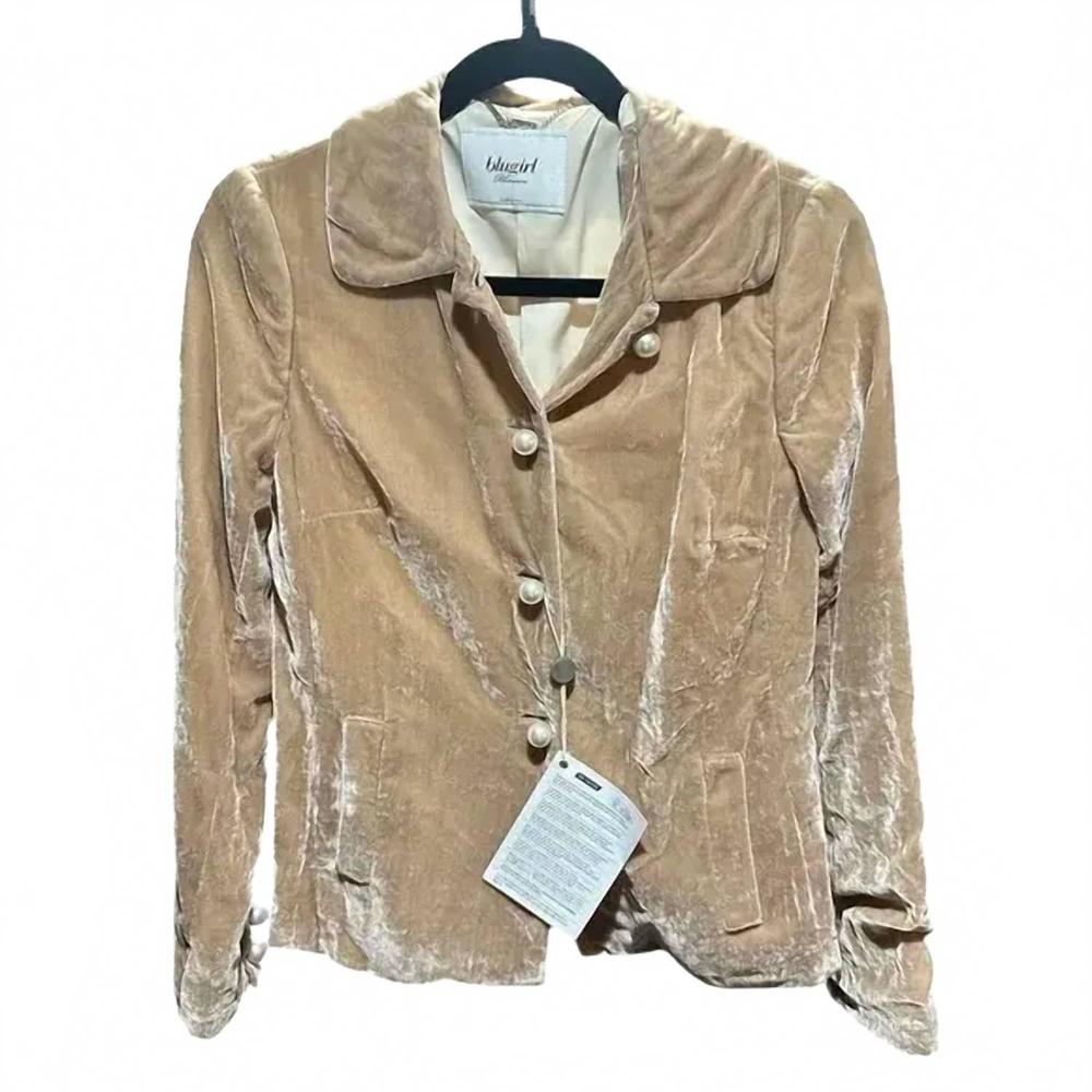 NEW BLUMARINE women's velvet jacket in beige